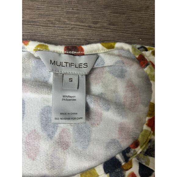 Multiples Top Women’s Small 3/4 Sleeve Cream Multicolor Dot Print Tunic - Picture 2 of 6